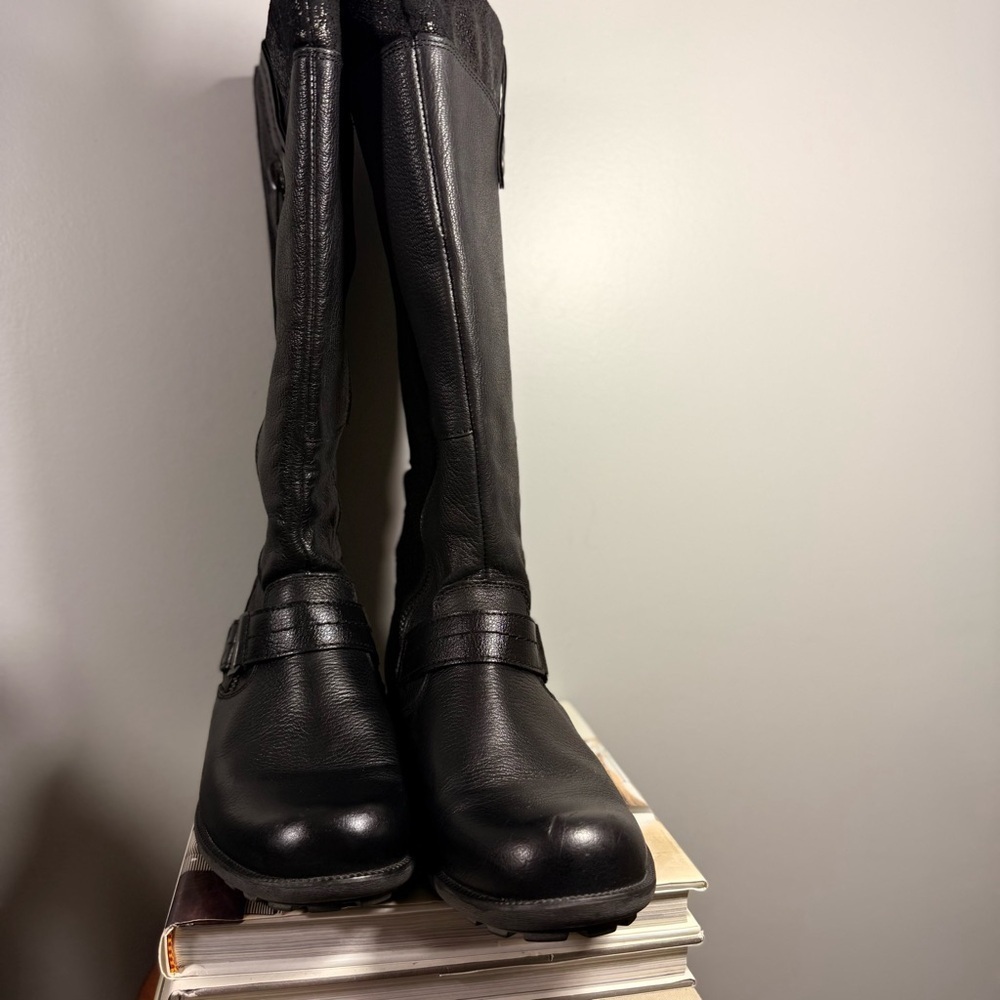 Earth Origin Black Leather Tall Women's Boots Size 10W - Picture 12 of 15